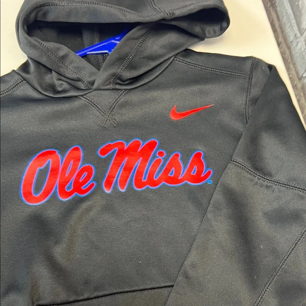 Nike Kids Black Hoodie with Red Ole‎ Miss Design